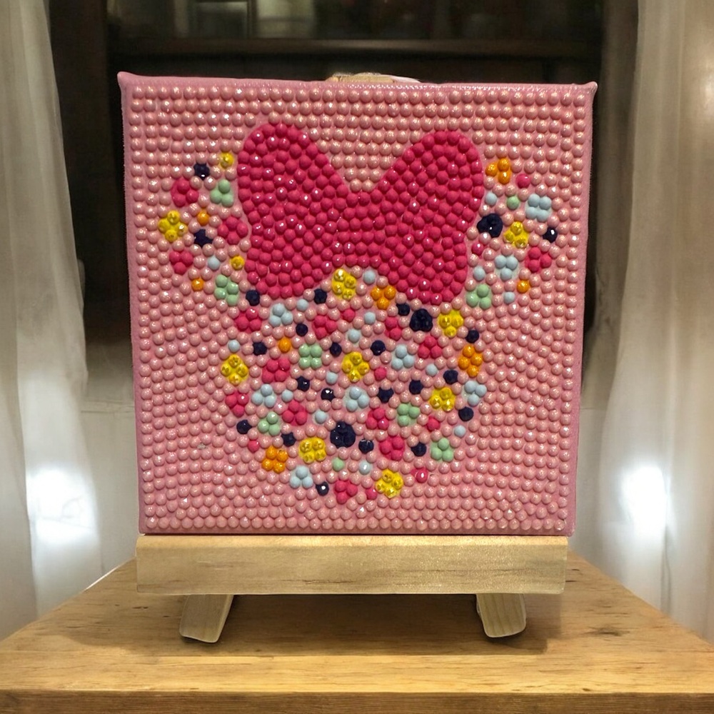 Pink Beaded Bow Canvas Art